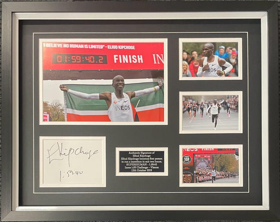 Eliud Kipchoge Signed & Framed 10X8 Photo Display 1:59:40:2 AFTAL COA